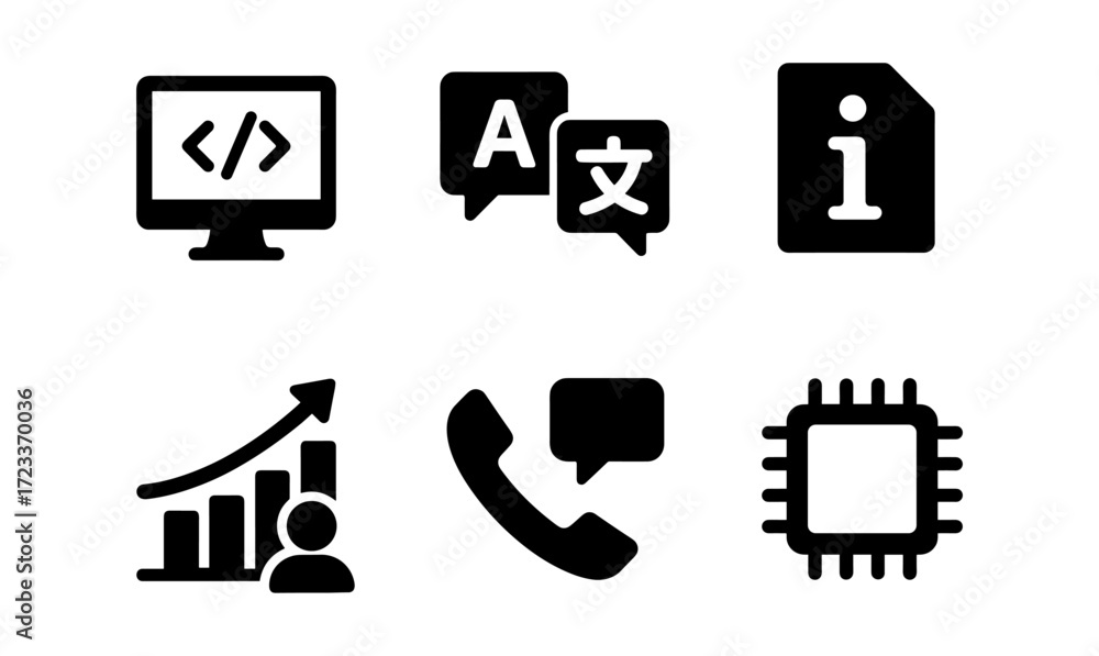 Poster comprehensive tech icons set for digital interfaces and designs