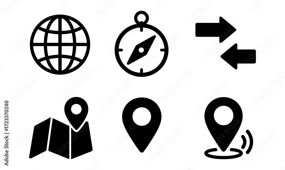 Poster navigation icons collection for digital design and apps