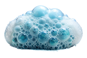 Soap foam or shampoo Soap foam texture or shampoo surface with bubble isolated with clipping path on white background ,PNG. AI Generated
