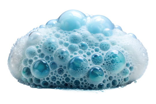 Soap foam or shampoo Soap foam texture or shampoo surface with bubble isolated with clipping path on white background ,PNG. AI Generated