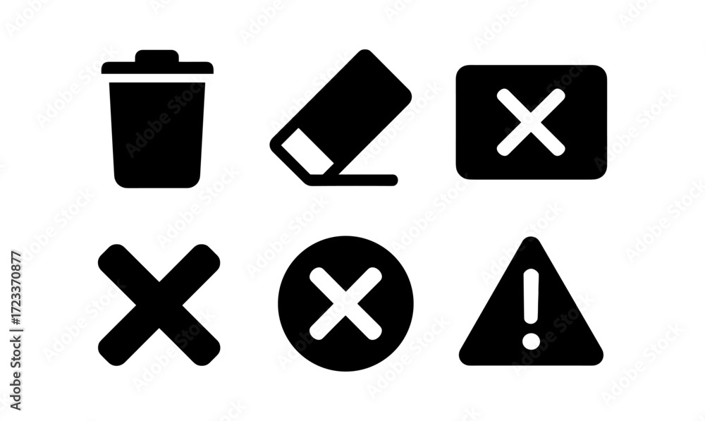 Aufkleber simple icon set featuring object removal tools for digital editing and composition