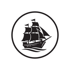 Sailing Ship Silhouette Vector PNG Transparent Background