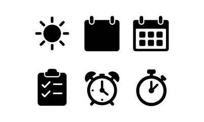Daily time management icons for efficient planning and scheduling
