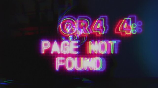 Anonymous Hacker in Hoodie with Laptop and Error 404 Digital Animation