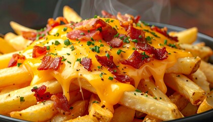Cheesy bacon fries piled high