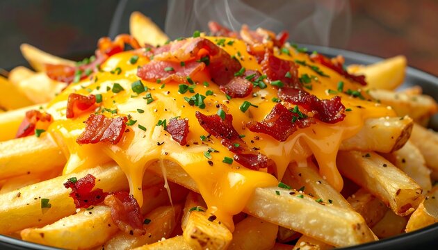Cheesy bacon fries piled high