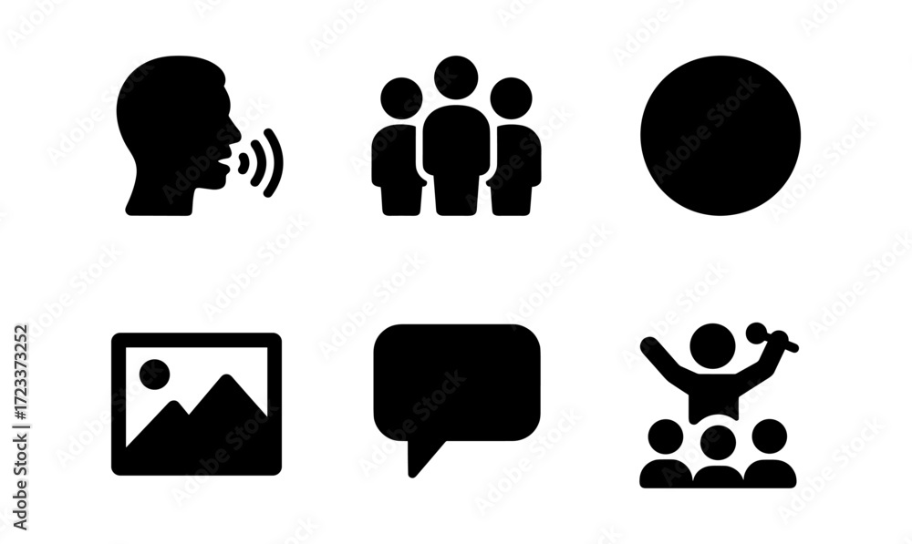 Poster essential communication icons set for digital interfaces and design projects