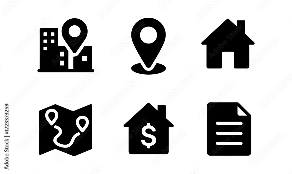 Poster essential location and home icons for simple compose design