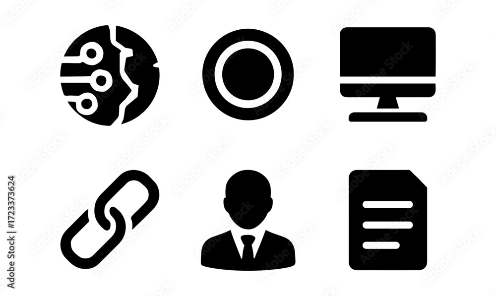 Poster digital interface elements and technology icons for modern design projects