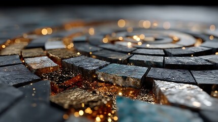 Abstract spiral stone mosaic design high resolution image