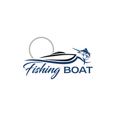 Fishing Boat Rent Logo Billfish Template Vector Logo 