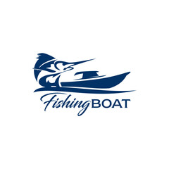 Fishing Boat Rent Logo Billfish Template Vector Logo 