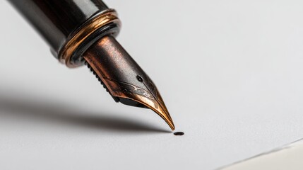 Ink pen nib on paper