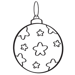 Obraz premium Coloring Christmas ball and stars for winter season item, sticker, sign or icon.