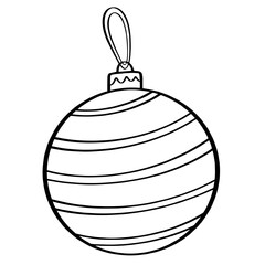 Coloring Christmas ball round shape for winter season item, sticker, sign or icon.