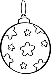 Coloring Christmas ball and stars for winter season item, sticker, sign or icon.