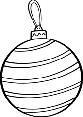 Coloring Christmas ball round shape for winter season item, sticker, sign or icon.