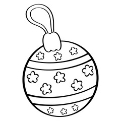 Coloring Christmas ball round shape with stars for winter season.