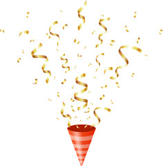 Vector gold confetti png. Explosion of a firecracker with confetti. Confetti, serpentine, tinsel PNG..
