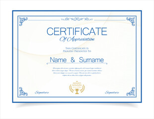 Certificate template diploma vintage border award background, Winner achievement certificate design collection