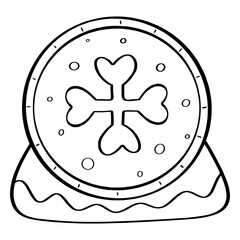 Isolate Christmas snowflake for Christmas icon, sticker or label and coloring.
