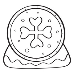Isolate Christmas snowflake for Christmas icon, sticker or label and coloring.