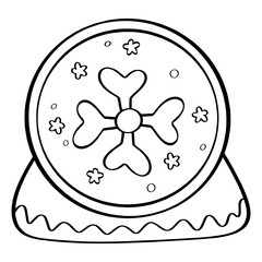 Merry Christmas snowflake for Christmas icon, sticker or label and coloring.