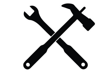 tools crossed icon silhouette vector illustration