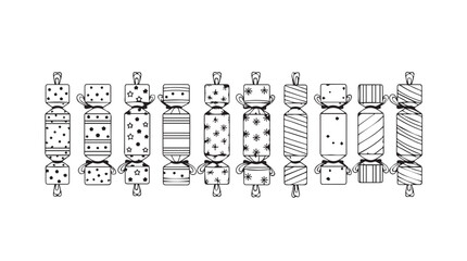 Whimsical hand drawn christmas crackers collection festive holiday celebration party gifts surprise silhouette