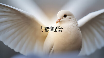 White dove with outstretched wings symbolizing peace on International Day of Non-Violence