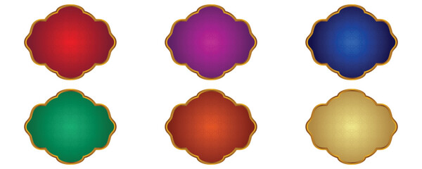Set of Colored Luxury Islamic Frame for Names with Gold Border