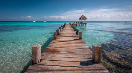 Serene Beach Scene: Tranquil Ocean Waves and Sunny Sky