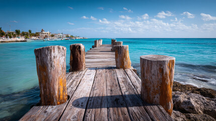 Serene Beach Scene: Tranquil Ocean Waves and Sunny Sky