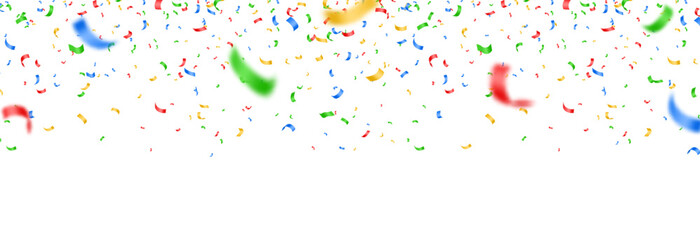 Vector colorful confetti PNG. Confetti falling from above on an isolated transparent background. Suitable for Christmas or holiday scenes.
