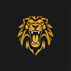 Obraz premium Roaring Golden Lion Emblem Symbolizing Power and Courage