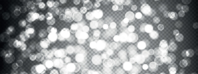Abstract shining bokeh isolated on transparent background. Lights and sparks glitter glowing effect. Lens flare Christmas or New Year holiday card.