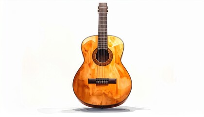 Elegant classical guitar with rich wood grain detail brings authentic musical vibes, perfect for promoting music lessons or artistic inspiration