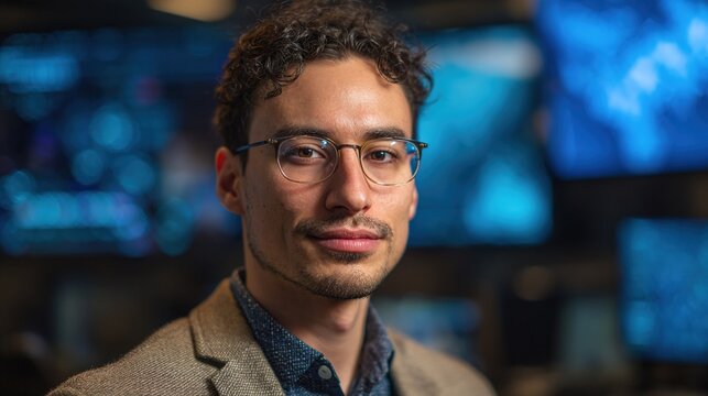 programmer. A focused programmer with lines of code projected in the background, illuminated by cool blue light. product launch decks.