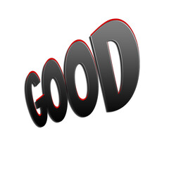 Stylized 3D "Good" Typography on white background 