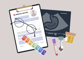 Detailed patient records include ultrasound images alongside essential information, showcasing the analysis and diagnostic process in a clinical setting