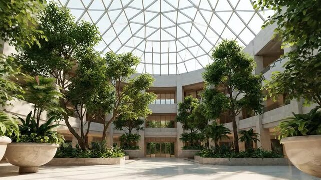 Atrium with Skylight and Green Plants