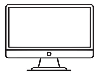 Minimal Elegant Computer Device Icon with Line Art Vector Style