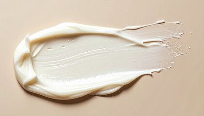 Creamy lotion smear on neutral backdrop for skincare cosmetic product presentation, face cream