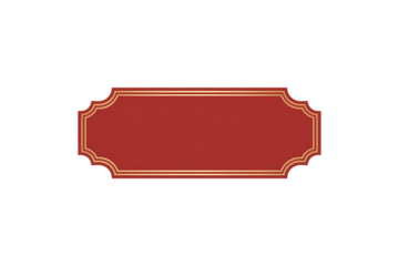 Elegant red and gold frame isolated on transparent background for text or logo