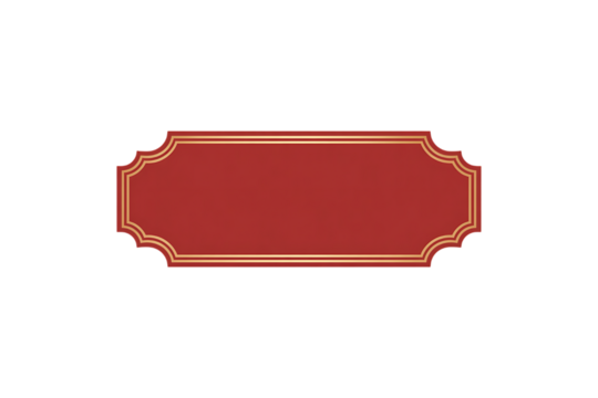 Elegant red and gold frame isolated on transparent background for text or logo