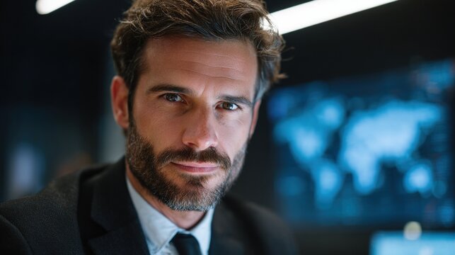 programmer. A focused programmer with lines of code projected in the background, illuminated by cool blue light. product launch decks.