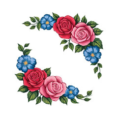 elegant rose and viola flower floral corner border frame design