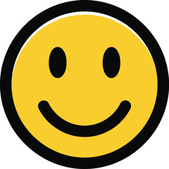 Fototapeta premium Classic yellow smiley face icon with black outline