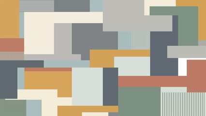 Abstract geometric pattern with rectangles in muted earth tones design