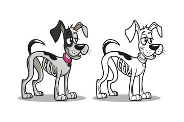 Vector illustration of a drawing dog on white background